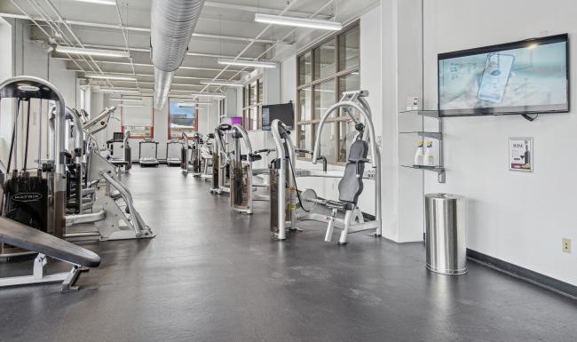 a gym with exercise equipment